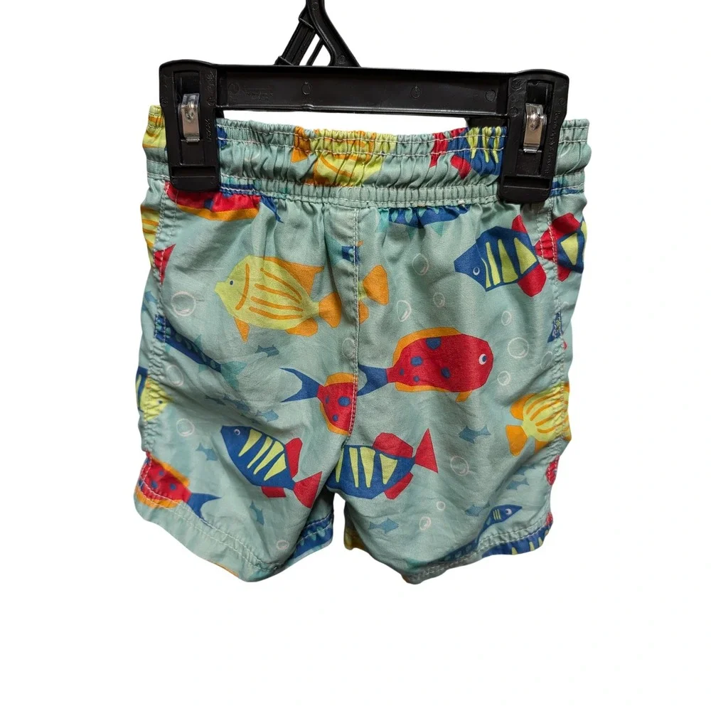 Carters Toddler Boys 2T Aqua Blue Tropical Fish Print Swim Trunks Board Shorts